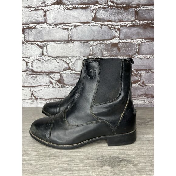 Justin Black Leather Front Zip Jodhpur Cap Toe Boots Women Sz 7M US/38EU PB500JR - Picture 2 of 16